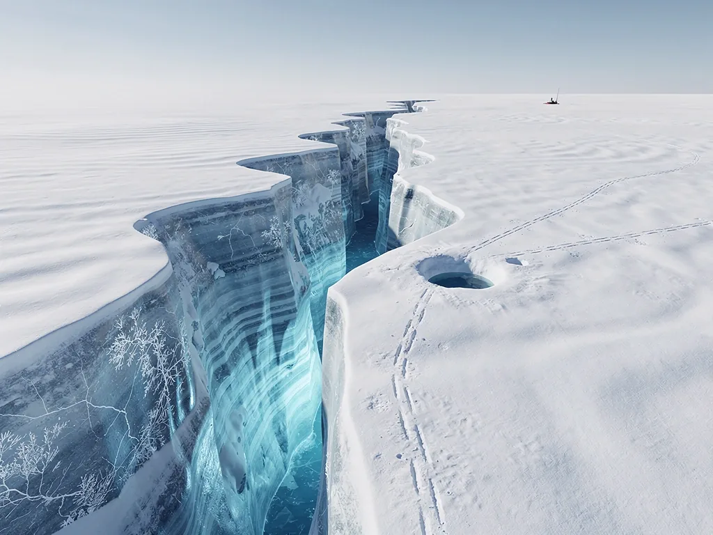 Arctic ice fissure representing platform integrity