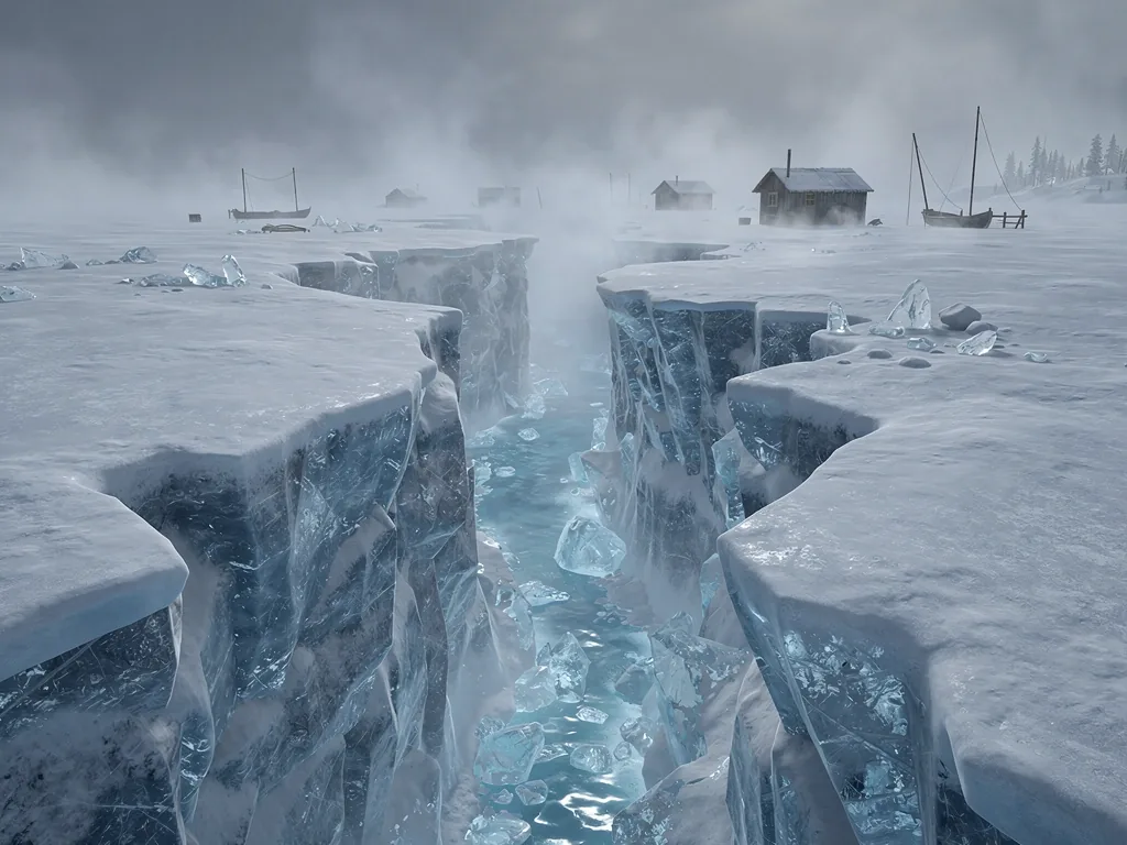 Arctic ice fissure landscape
